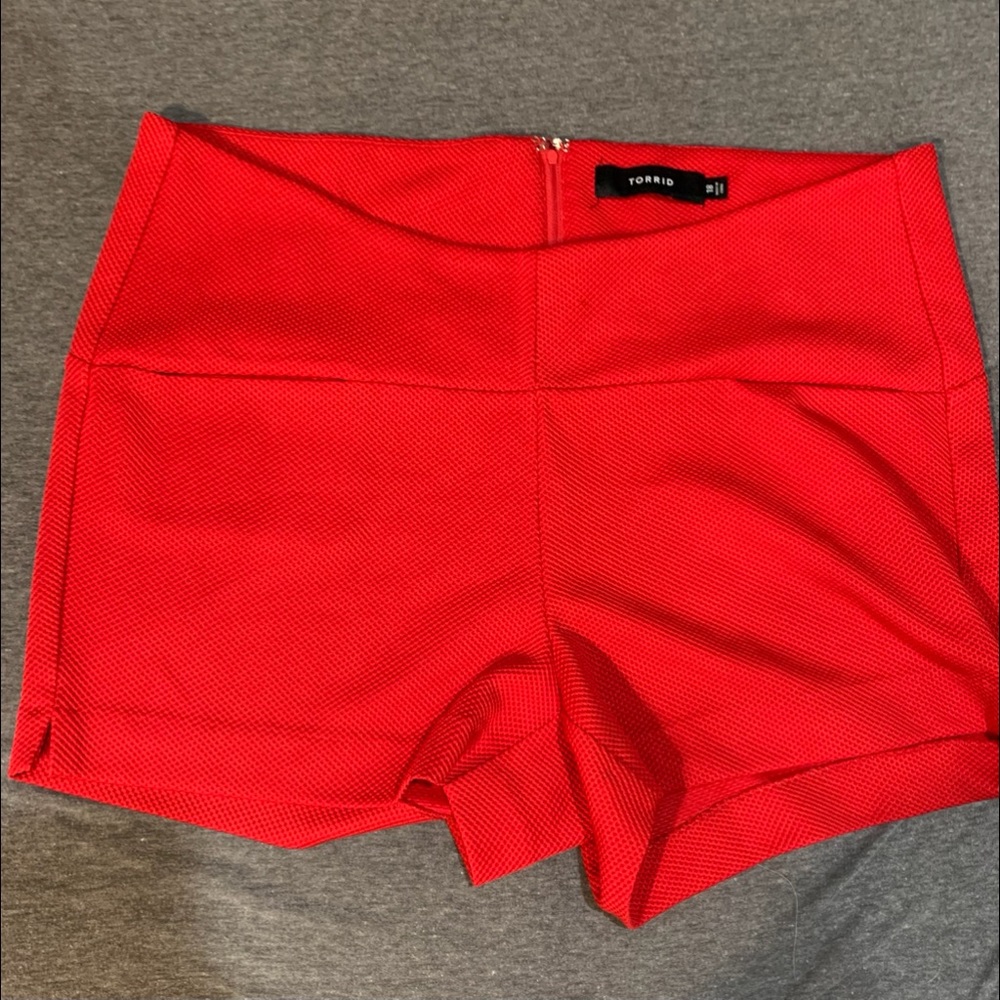 Red polyester shorts